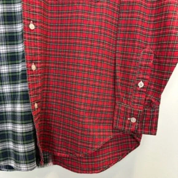 Vintage Polo Ralph Lauren 1980s Split Plaid Flannel Shirt Large